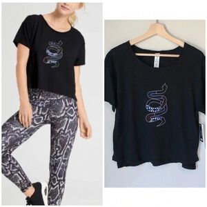 Nanette Lepore T Shirt Black Snake Graphic Box Fit Shirt Short Sleeve Tee